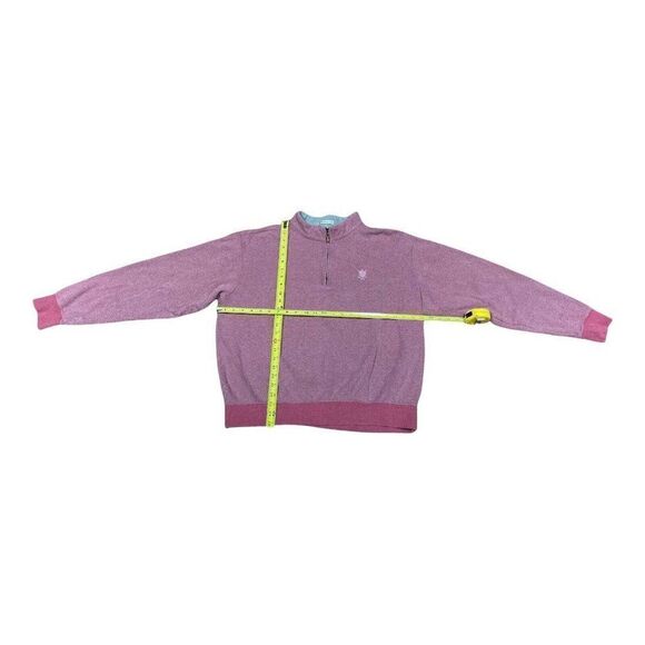 Peter Millar Mens Pink Logo Large Pullover 1/4 Zip Solid Sweatshirt Sweater - Picture 4 of 5